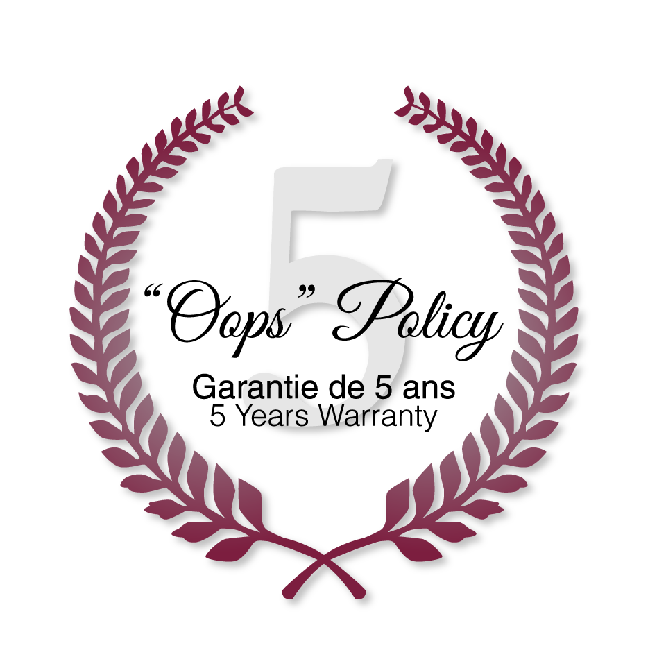 Oops policy - 5 year warranty on porcelain product - Garantie de 5 ans Oops policy - 5 year warranty on porcelain product - Garantie de 5 ans