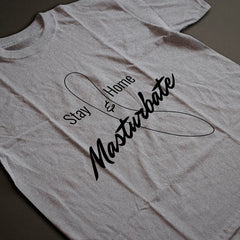 T-shirt unisexe gris Stay Home and Masturbate par Désirables Grey t-shirt