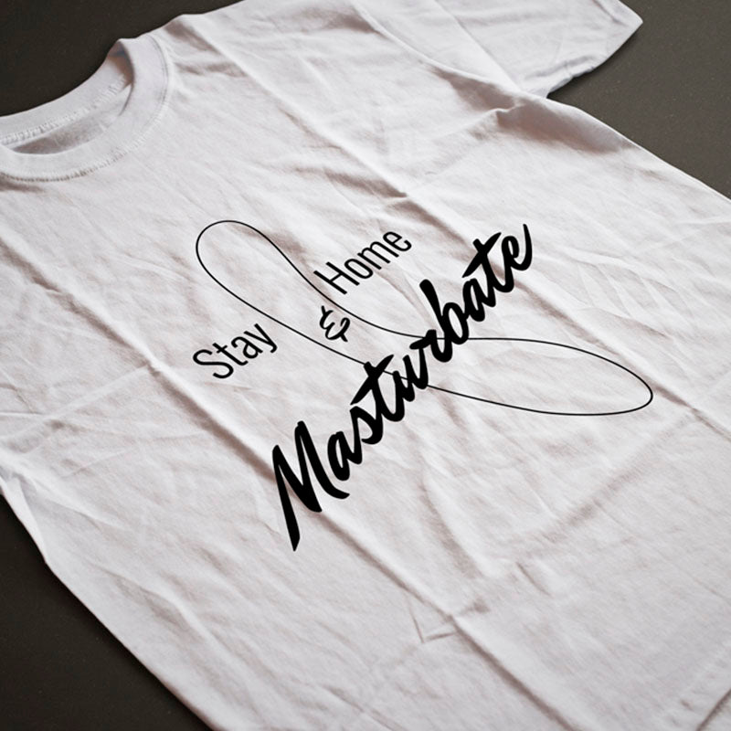 T-shirt unisexe blanc Stay Home and Masturbate par Désirables White t-shirt