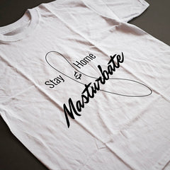 T-shirt unisexe blanc Stay Home and Masturbate par Désirables White t-shirt