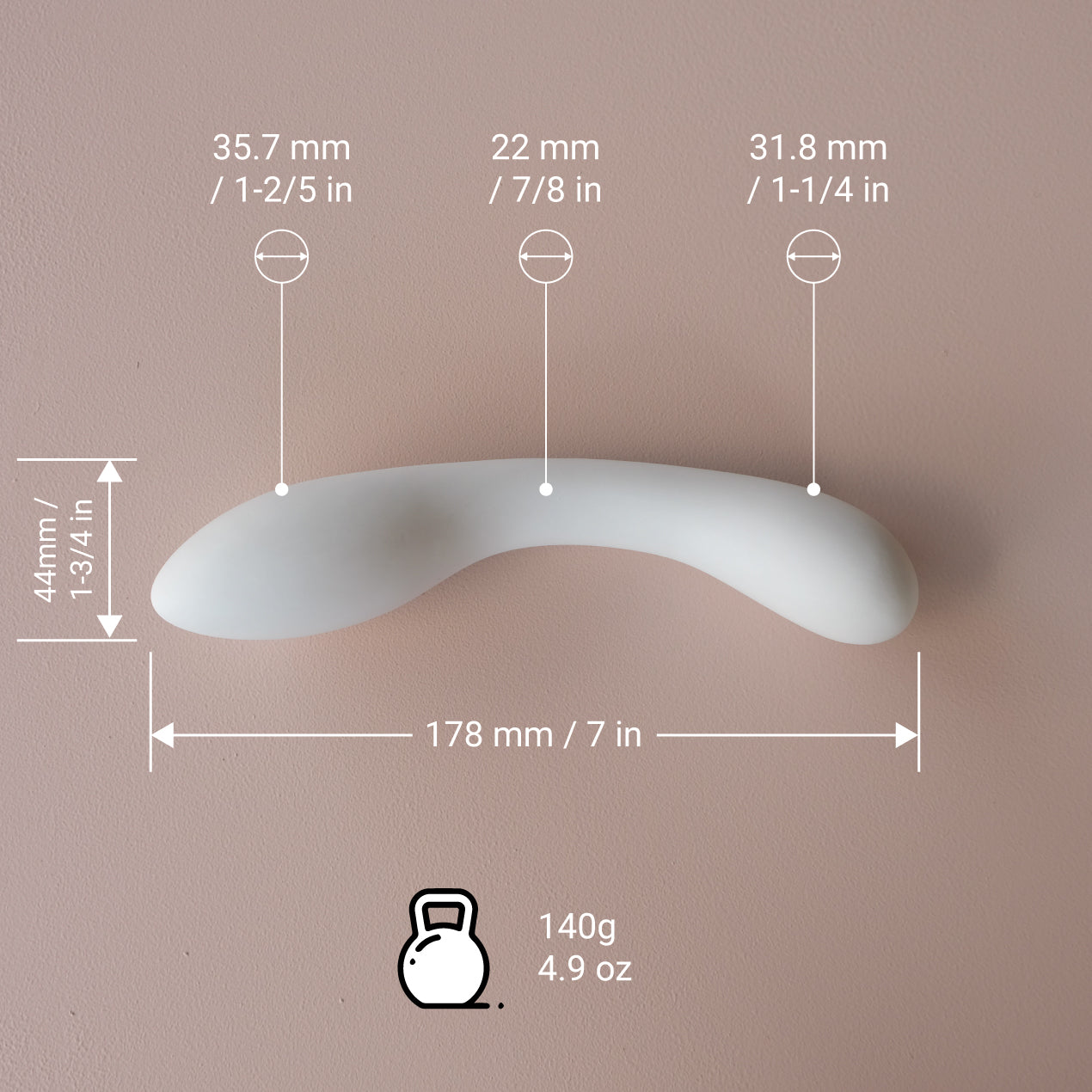 Dimensions and Weight of our Body Safe Porcelain Dildo
